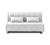 EVERGREENWEB Sofá-Cama 2 Plazas Convertible 2 en 1 con Colchón Doble Ortopédico Plegable 140x190 cm, Funda Crema Extraíble Lavable, Cojines Incluidos, Estructura Reforzada en Metal con 4 Pies, EVENING