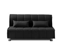 EVERGREENWEB Sofá-Cama 2 Plazas Convertible 2 en 1 con Colchón Doble Ortopédico Plegable 140x190 cm, Funda Negra Extraíble Lavable, Cojines Incluidos, Estructura Reforzada en Metal con 4 Pies, EVENING