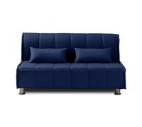 EVERGREENWEB Sofá-Cama 2 Plazas Convertible 2 en 1 con Colchón Doble Ortopédico Plegable 140x190 cm, Funda Azul Extraíble Lavable, Cojines Incluidos, Estructura Reforzada en Metal con 4 Pies | EVENING