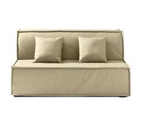 EVERGREENWEB Sofá-Cama 2 Plazas Convertible 2 en 1 con Colchón Doble Ortopédico Plegable 140x190 cm, Funda Beige Extraíble Lavable, Cojines Incluidos, Estructura Reforzada en Metal con 4 Pies | Ellen