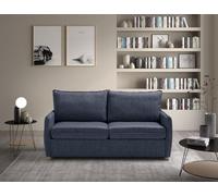 EVERGREENWEB Sofá-Cama 2 Plazas Convertible con Colchón Viscoelástico Plegable, Funda Tejido Azul, Respaldo Doble Cojín Extraíble Lavable, Estructura Reforzada en Metal con 4 Pies de Madera | Grace