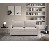 EVERGREENWEB Sofá-Cama 2 Plazas Convertible con Colchón Viscoelástico Plegable, Funda Tejido Beige, Respaldo Doble Cojín Extraíble Lavable, Estructura Reforzada en Metal con 4 Pies de Madera | Grace