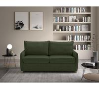 EVERGREENWEB Sofá-Cama 2 Plazas Convertible con Colchón Viscoelástico Plegable, Funda Tejido Verde Oscuro, Respaldo Doble Cojín Extraíble Lavable, Estructura Reforzada en Metal, 4 Pies de Madera GRACE