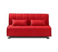 EVERGREENWEB Sofá-Cama 3 Plazas Convertible 2 en 1 con Colchón Doble Ortopédico Plegable 160x190 cm, Funda Roja Extraíble Lavable, Cojines Incluidos, Estructura Reforzada en Metal con 4 Pies | EVENING