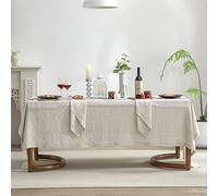EVERLY Mantel de Lino Puro con vainica, 100% Lino francés Lavado a la Piedra, para mesas rectangulares de Cocina, Comedor, 60 x 84 Pulgadas, Lavable a máquina, Mantel orgánico de Navidad y Acción de