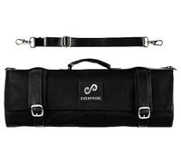 EVERPRIDE Estuche Enrollable para 12 Cuchillos y Utensilios de Cocina - Funda Larga para Cuchillos de Lona y Piel auténtica - Elegante Bolsa de Cocina para Cocineros Profesionales - Cuchillo no