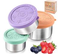Everusely - Recipientes de Comida de Acero Inoxidable - Juego de 3, Bright - Fiambrera Metálica Contenedores para Snacks para Oficina, Almacenamiento en Casa - Tapas a Prueba de Fugas