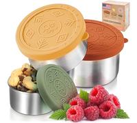 Everusely - Recipientes de Comida de Acero Inoxidable - Juego de 3, Muted - Fiambrera Metálica Contenedores para Snacks para Oficina, Almacenamiento en Casa - Tapas a Prueba de Fugas