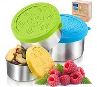 Everusely - Recipientes de Comida de Acero Inoxidable - Juego de 3, Summer - Fiambrera Metálica Contenedores para Snacks para Oficina, Almacenamiento en Casa - Tapas a Prueba de Fugas