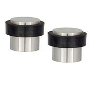 EVI Herrajes | Pack 2 Topes de Puerta | Ø20x20 mm | Acero Inoxidable | Acabado Mate | Goma Negra de Silicona Natural | Incluye Tornillo + Taco de Sujeción | Mod. I-157