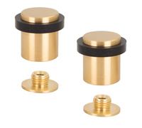 EVI Herrajes | Pack 2 Topes de Puerta | Ø24x30 mm |Latón| Acabado Mate | Goma Negra de Silicona Natural | Incluye Tornillo + Taco de Sujeción | Mod. I-180