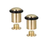 EVI Herrajes | Pack de 2 Topes de Puerta | Ø20 x 29mm | Base Roscada | Goma Negra de Silicona Natural | Latón Acabado Mate | Incluye Herramientas | I-138CBMT