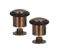 EVI Herrajes | Pack de 2 Topes de Puerta | Ø24 x 30mm | Base Roscada | Goma Negra de Silicona Natural | Latón | Incluye Taco + Tornillo | I-138CU