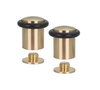 EVI Herrajes | Pack de 2 Topes de Puerta | Ø24 x 35mm | Base Roscada | Goma Negra de Silicona Natural | Latón | Incluye Taco + Tornillo | I-138CBMT