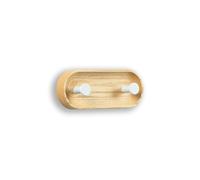 EVI Herrajes | Perchero de pared comapcto | Madera maciza de fresno | Colgadores de acero inox lacado blanco | 2 colgadores | Kit de montaje incluido | Mod. Cova 2CFRBL