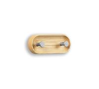 EVI Herrajes | Perchero de pared compacto | Madera maciza de fresno | Colgadores de acero inoxidable | 2 colgadores | Kit de montaje incluido | Mod. Cova 2CFRAM