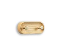 EVI Herrajes | Perchero de pared compacto | Madera maciza de fresno | Colgadores de latón satinado | 2 colgadores | Kit de montaje incluido | Mod. Cova 2CFRLMT