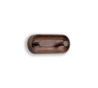 EVI Herrajes | Perchero de pared de 2 colgadores | Madera maciza de nogal | Colgadores de latón rústico | Kit de montaje incluido | Mod. Cova 2CNORU