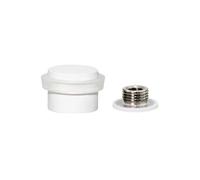 EVI Herrajes | Tope de Puerta | Ø24x20 mm | Acero Inoxidable Lacado blanco - Goma Blanca | Base Roscada Atornillada | Incluye Tornillo + Taco de Sujeción | Mod. I-19924BCBBL