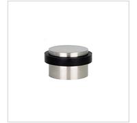 EVI Herrajes | Tope de Puerta Adhesivo | Ø28 x 20 mm | Goma Negra de Silicona Natural | Acero Inoxidable Acabado Mate | Fijación Sencilla | 100% Funcional | I-140AM