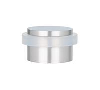 EVI Herrajes | Tope de Puerta Adhesivo | Ø28x20 mm | Goma Blanca de Silicona Natural | Acero Inoxidable Acabado Mate | Fijación Sencilla | 100% Funcional | I-140BAM