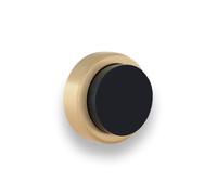 EVI Herrajes | Tope de Puerta Adhesivo para Pared/Manilla | Ø24x14mm | Laton Mate - Goma Negra | Incluye Tornillo + Taco de Sujeción | Mod. I-20524TPMLMT