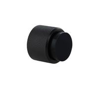 EVI Herrajes | Tope para Puerta de Pared de Diseño - Moleteado Diamante | Ø28x28mm | Acero Lacado Negro - Goma negra | Montaje Adhesivo y con Tornillo | I-198MOCNG