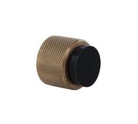 EVI Herrajes | Tope para Puerta de Pared de Diseño - Moleteado Diamante | Ø28x28mm | Latón cuero - Goma Negra | Montaje Adhesivo y con Tornillo | I-198MOCCU
