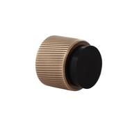 EVI Herrajes | Tope para Puerta de Pared de Diseño - Moleteado Lineal | Ø28x28mm | Latón cuero - Goma negra | Montaje Adhesivo y con Tornillo | I-198MOLCU