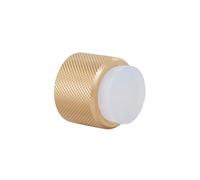 EVI Herrajes | Tope para Puerta de Pared de Diseño - Moleteado Lineal | Ø28x28mm | Latón mate - Goma blanca | Montaje Adhesivo y con Tornillo | I-198MOBLLMT