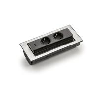 Evoline BACKFLIP Elemento para Enchufe Empotrable con USB y Toma Schuko, Plata