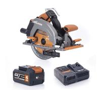 Evolution Power Tools R185CCS-Li Sierra circular sin cable y sin escobillas 18v Li-Ion Incluye hoja TCT Multi-Material Corta Madera, Metal, Plástico, Guía Incluida, Batería y Cargador Incluidos, 185mm