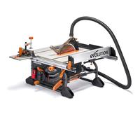 Evolution Power Tools R255TBL+ Sierra De Mesa (Próxima Generación Rage 5-S) Hoja De Corte Multimaterial Incluida Corta Madera Metal Plástico, Bisel 45˚, +/- 60˚ Ángulo De Inglete, 1800w
