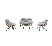 Evora Conjunto De Muebles De Jardín 4 Plazas Sofá + Sillones Gris Oscuro