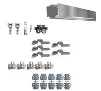 EVOTRADE Kit de ferretería Folding para armarios o nichos de pared plegables con 2 puertas máx. 50 kg y grosor máximo 30 mm - Kit 1 riel de 2 metros, bisagras cuello alto y grupo carro, cierre suave