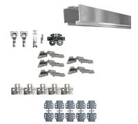 Evotrade Kit de herrajes deslizantes plegables tipo libro para puertas móviles o nichos de pared con cierre amortiguado (2 m + 2 puertas de media batida)