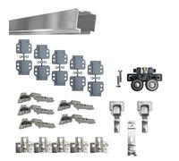 EVOTRADE Kit de herramientas Folding para armarios o nichos de pared con 1 puerta plegable de tipo libro máx. 50 kg y grosor 30 mm - Kit con 1 riel de 2 metros, bisagras cuello alto y grupo carro