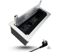 EVOTRADE - Regleta empotrada (2 SCHUKO 2 USB C) 1 HDMI 1 Rj45 Toma múltiple para escritorio (aluminio)