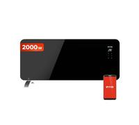 EVVO Convector C2000 Cristal Negro Calefactor Bajo Consumo 2000W - Radiador Electrico Bajo Consumo con Diseño Cristal Templado, Pantalla Táctil, Wifi, App Móvil, Mando Distancia, Google Home Alexa