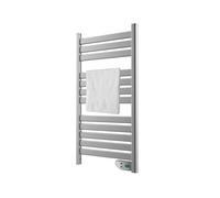 EVVO Toallero Eléctrico C500 Acero - Radiador Electrico Bajo Consumo 450W, Tendedero Electrico para Baño, Pantalla LED, Temporizador 2h, Seguridad Sobrecalentamiento, IPX4, Incluye Kit