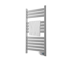 EVVO Toallero Eléctrico C500 Acero - Radiador Electrico Bajo Consumo 450W, Tendedero Electrico para Baño, Pantalla LED, Temporizador 2h, Seguridad Sobrecalentamiento, IPX4, Incluye Kit