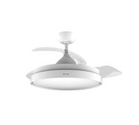 Evvo Home Ventilador de techo V450 Invisible White, aspas retráctiles y luz, 107 cm, 40W, temp. 4h