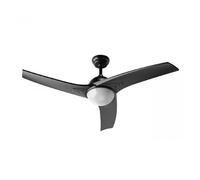 EVVO Ventilador de Techo con Luz LED y Mando, Silencioso, Ø132cm, 3 Aspas, Motor DC 26W, 6 Velocidades, Temporizador (Modelo: V522 Acabado Negro)