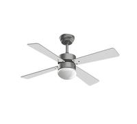 EVVO Ventilador de techo con luz V415 Steel, silencioso, Ø106cm, 4 aspas, 3 velocidades, 56W, invierno-verano Plata