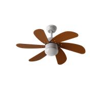 EVVO Ventilador de techo con luz V315 Wood, silencioso, Ø92cm,madera, 6 aspas, 3 velocidades, 56W, invierno-verano