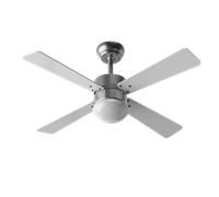 EVVO Ventilador de techo con luz V415 Steel, silencioso, Ø106cm, 4 aspas, 3 velocidades, 56W, invierno-verano Plata