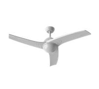 EVVO Ventilador de techo con luz y mando V522, motor DC, silencioso, Ø132cm, 3 aspas, 3 velocidades, 26W, temporizador Blanco