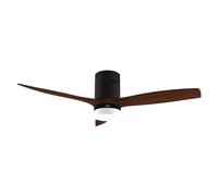 EVVO Ventilador de Techo V552 Dark Wood 132 cm (52"), Luz LED 3 Tonos, Motor 40W DC Silencioso, Aspas Blancas, Mando a Distancia, Modo Invierno/Verano, Temporizador