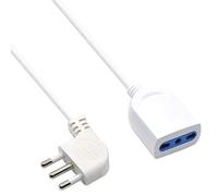 Ew3810 - Alargador eléctrico blanco 3 m, enchufe italiano 16 A 90° ahorra espacio, toma italiana 10/16 A, cable H05Vv-F 3 x 1 mm2; Enchufe con protección infantil