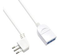 Ewent EW3800 - Alargador eléctrico blanco 3 m, enchufe italiano 10 A 90 ° ahorra espacio, toma cable H05VV-F 3 x 0,75 mm2 con protección infantil